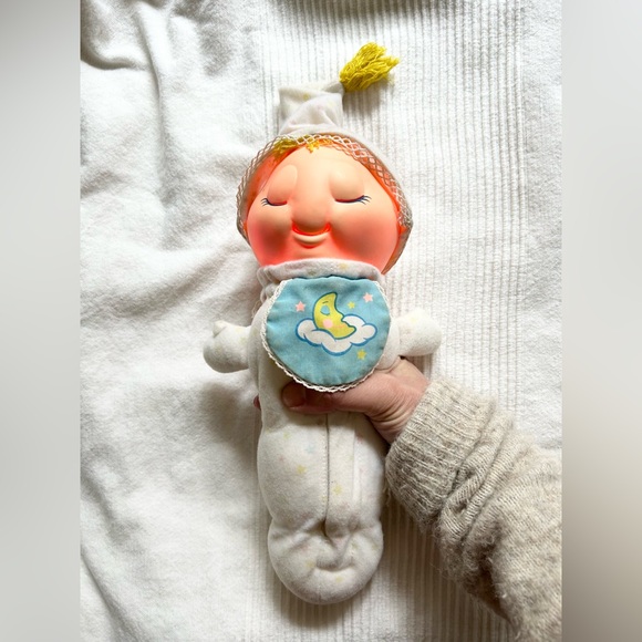 Vintage 80s White Glow Worm Plush Doll Two Faces Working Condition - Picture 6 of 11